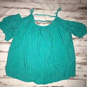 Teal Cold Shoulder Blouse